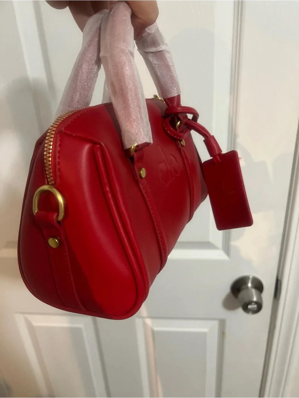 NEW Logo Red Mini Barrel Bag